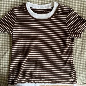 Striped Brown and White Women's Top